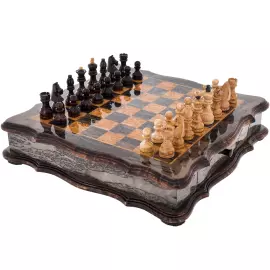 Шахматы из тонированной карельской березы "Фигурные"